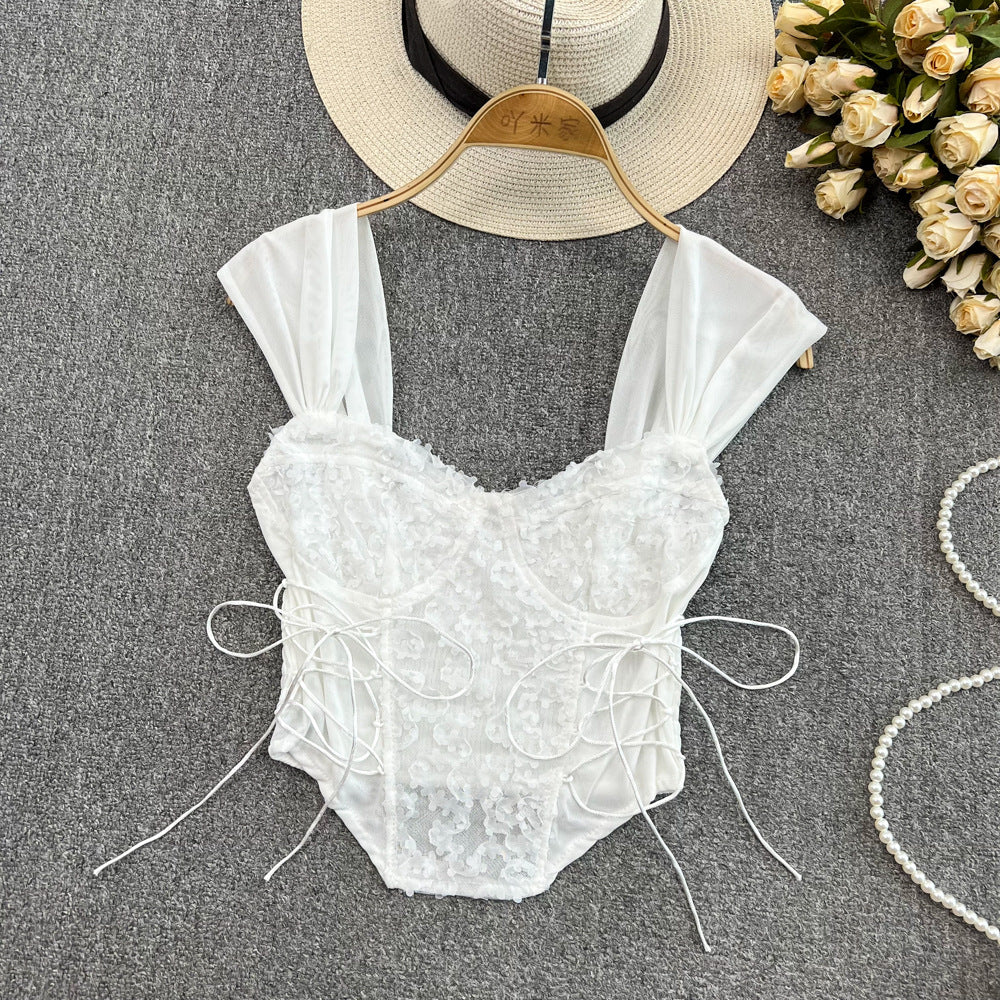 Lace Spaghetti-strap Crop Top