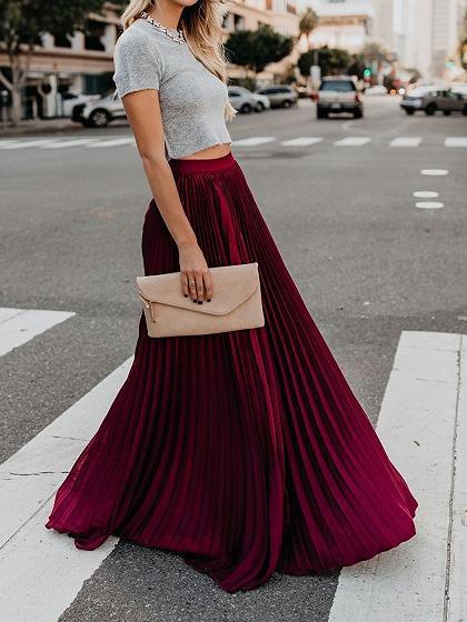 Pleated Long Skirt