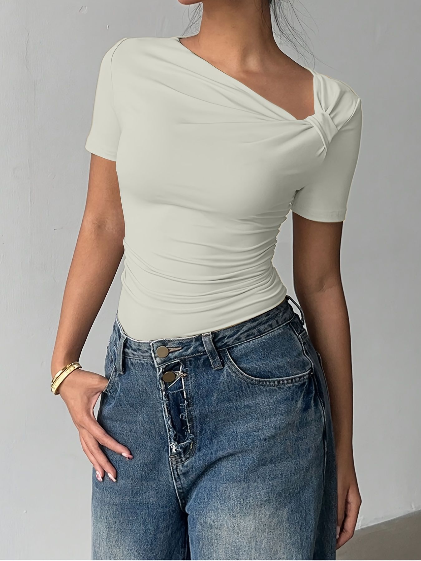 High-end Off-shoulder Short-sleeve Top Blouse