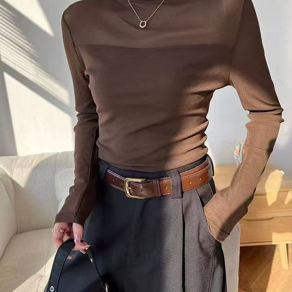 Semi Lace Turtle neck Blouse