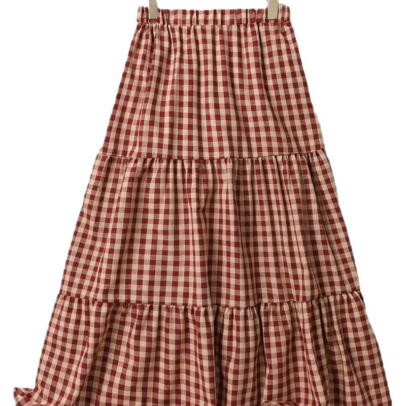 A-line Plaid Midi Skirt