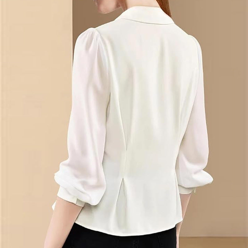 Side Buttoned Satin Shirt Blouse