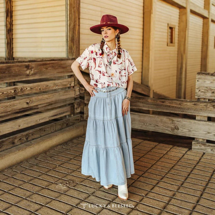 Low Waist Distressed Jeans Skirt