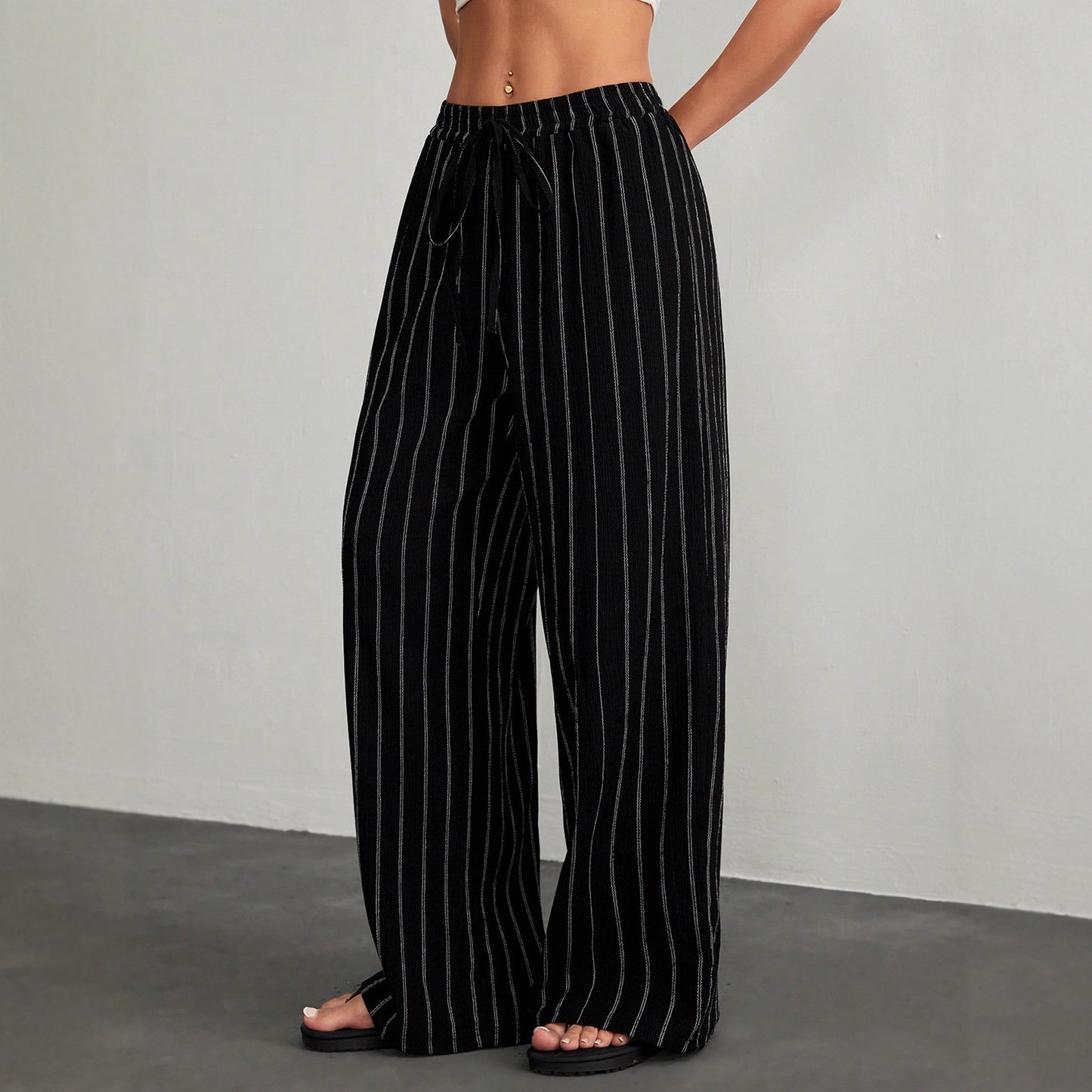 Striped Drawstring Waist Pants