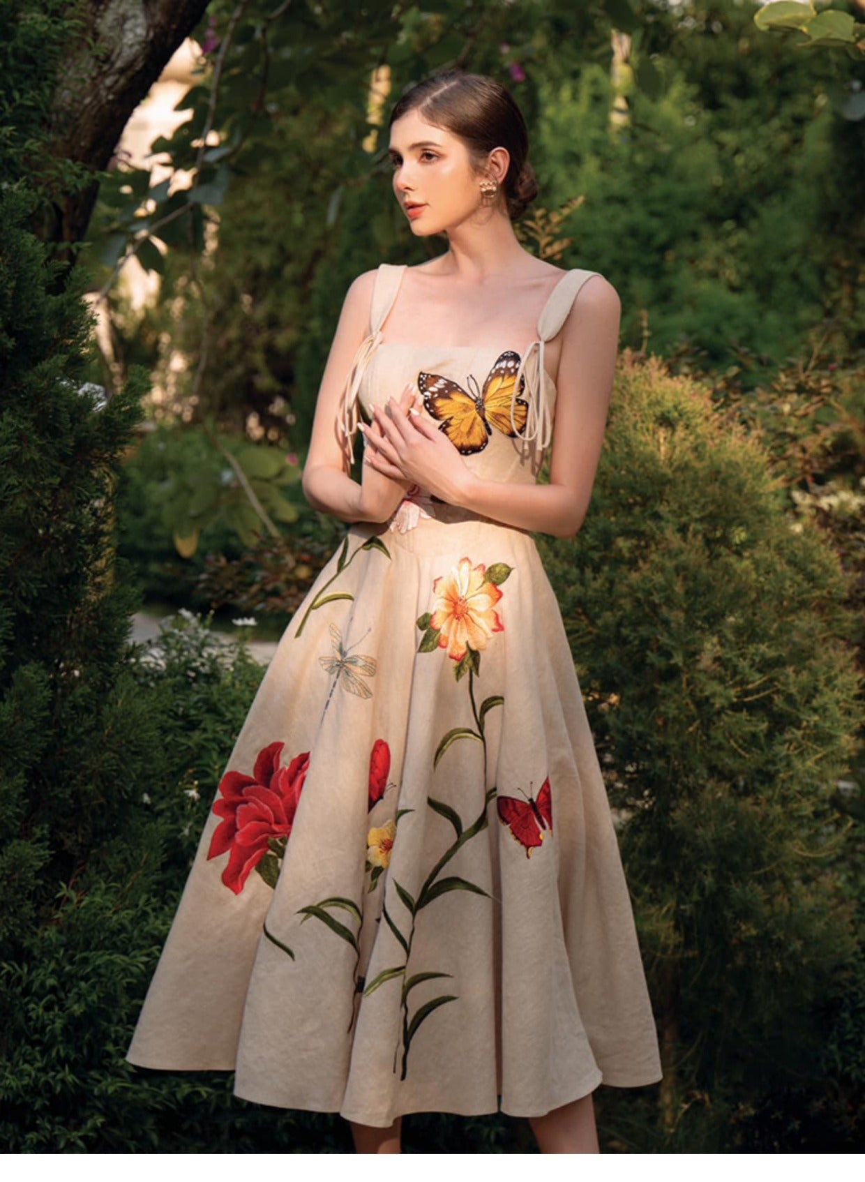 3D Flower Vintage Waist Strap Dress