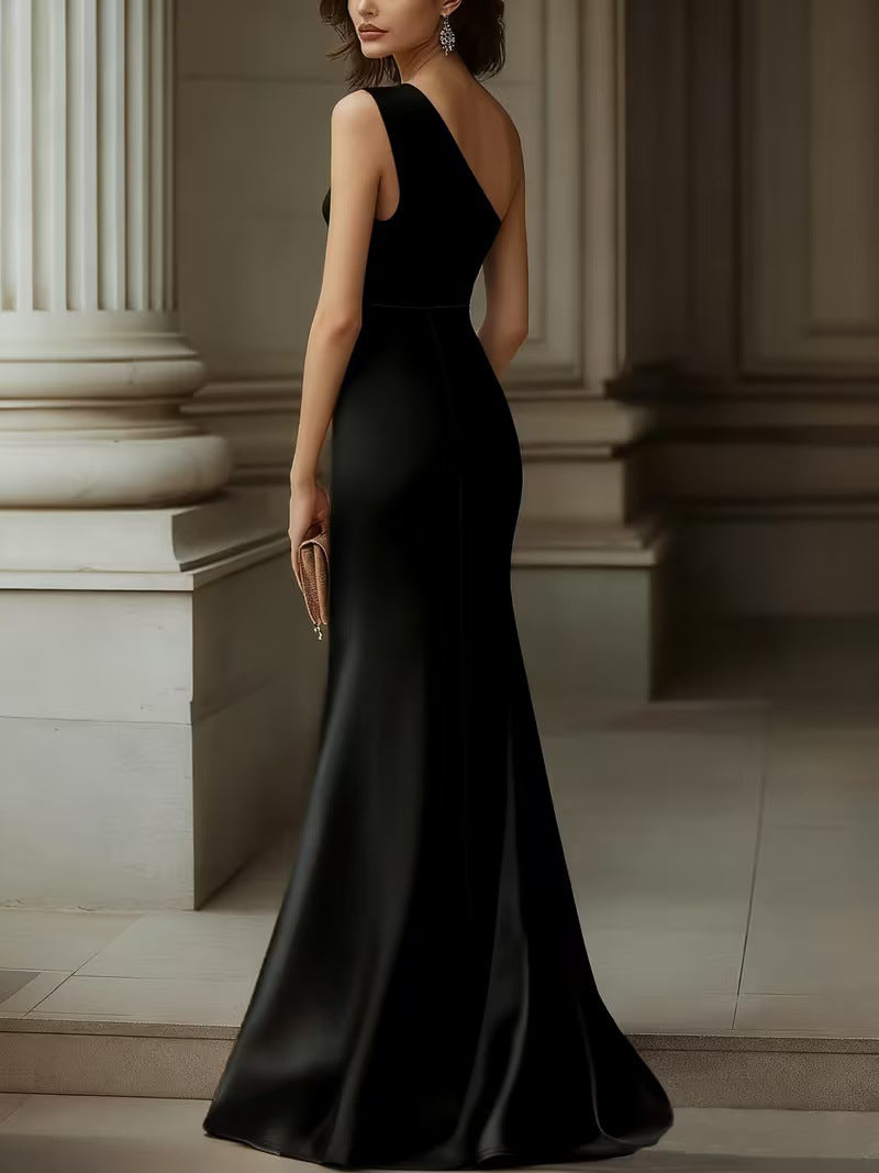 Black And Gold Satin Dress
