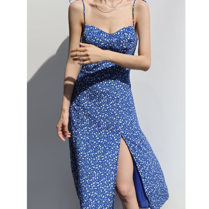 Slim Side Slit Suspender Holiday Beach Dress