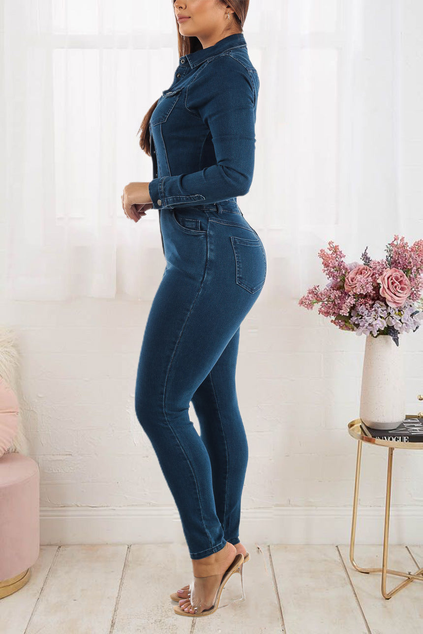 Denim long sleeve Jumpsuit