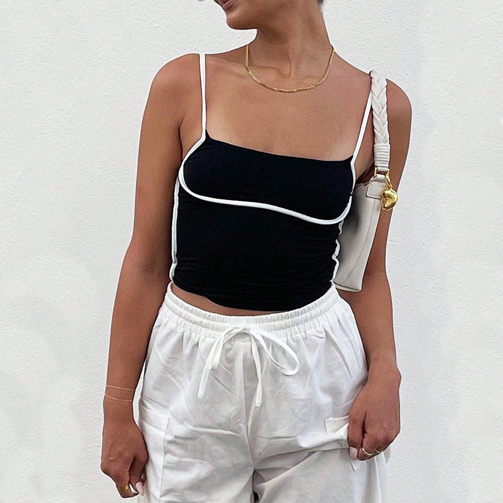 Black Camisole Strap Crop Top