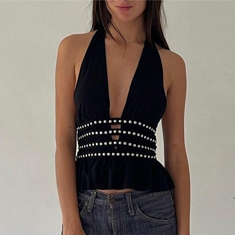 Deep-V Halter Tank Top In European And American Style