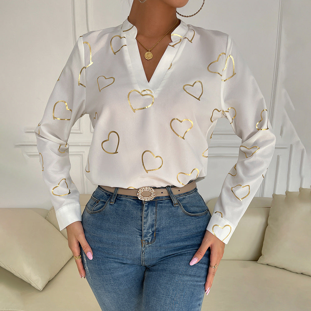 Women's Printed Shirt Temperament Commute Top