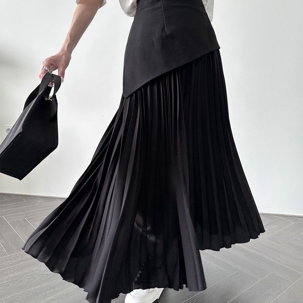 Pleated High Waist Long Skirt