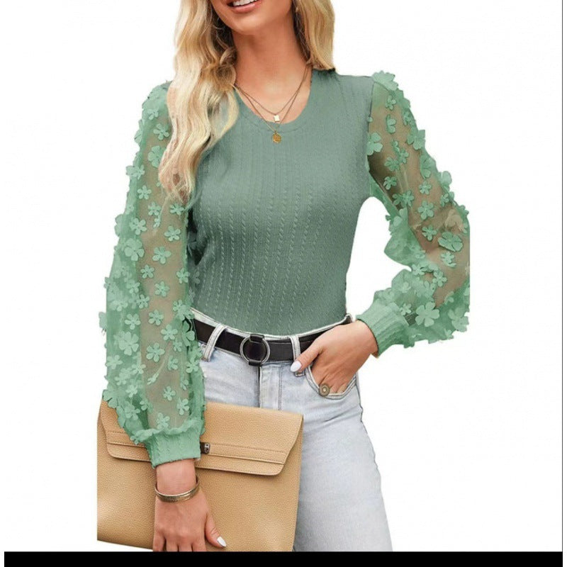 Mesh Small Flower Chiffon Blouse