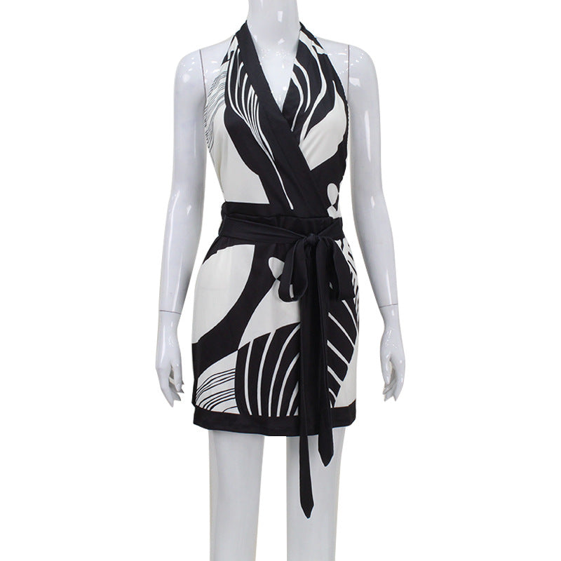 Nordic Halter Waist Fitted Dress