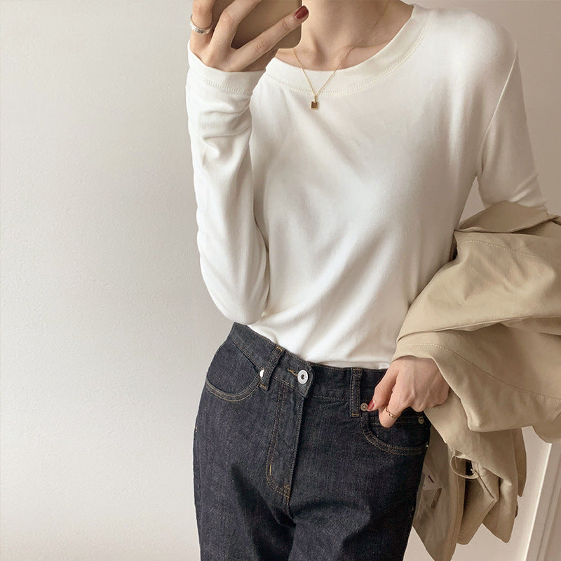 Women's Fashion Casual Bottoming Round Neck Long Sleeve T-shirt Top