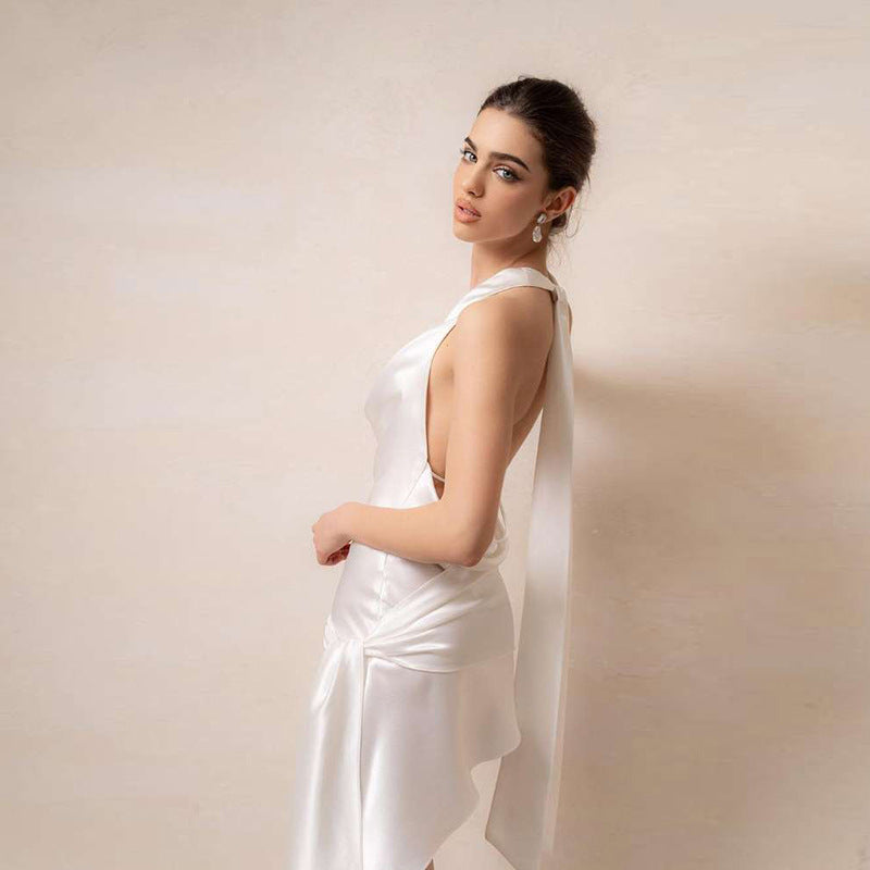 Three-dimensional Rose Halter Dress