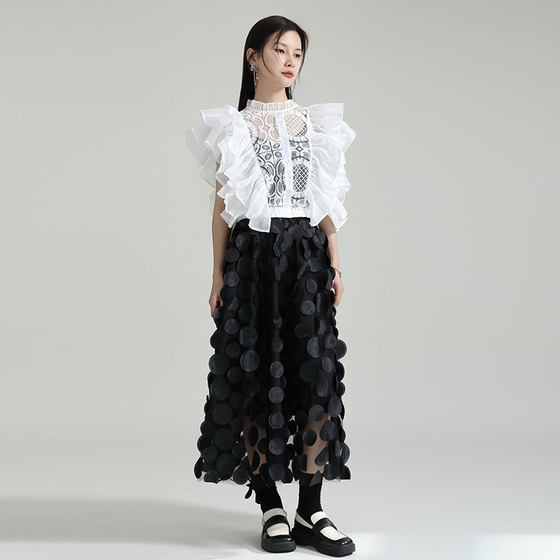 Retro Stereo Polka Dot Mesh Skirt
