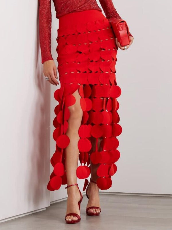 Fringed skirt with tassels