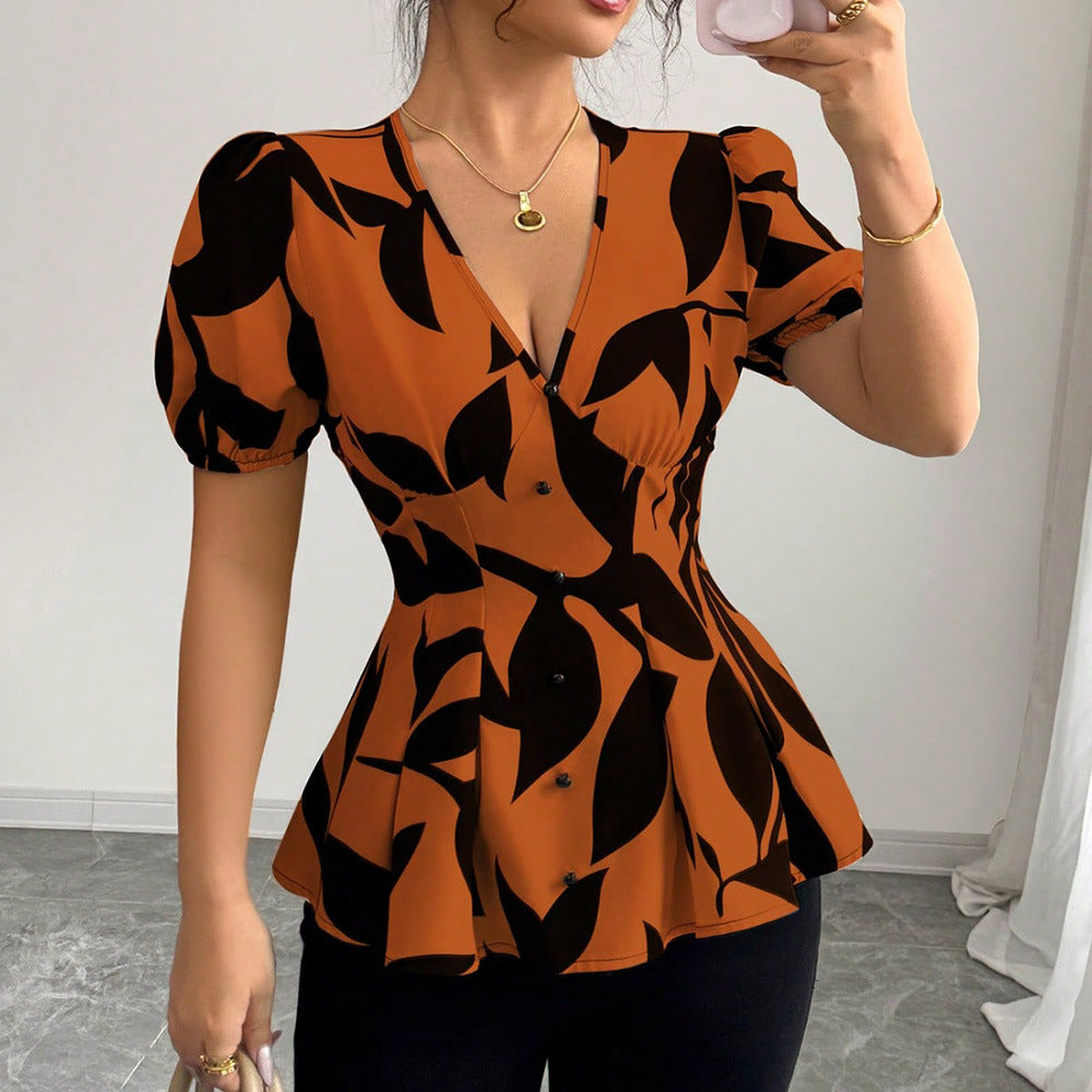 New Summer Womens Printed Shirts From Europe And America Tops