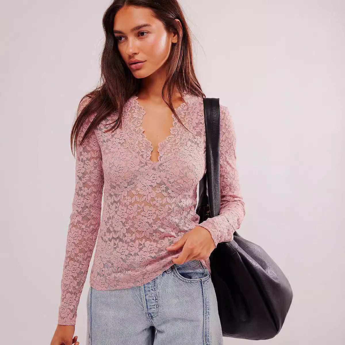 Hollow Lace See through Blouse