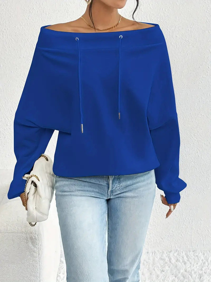 Drawstring Off-the-shoulder Blouse