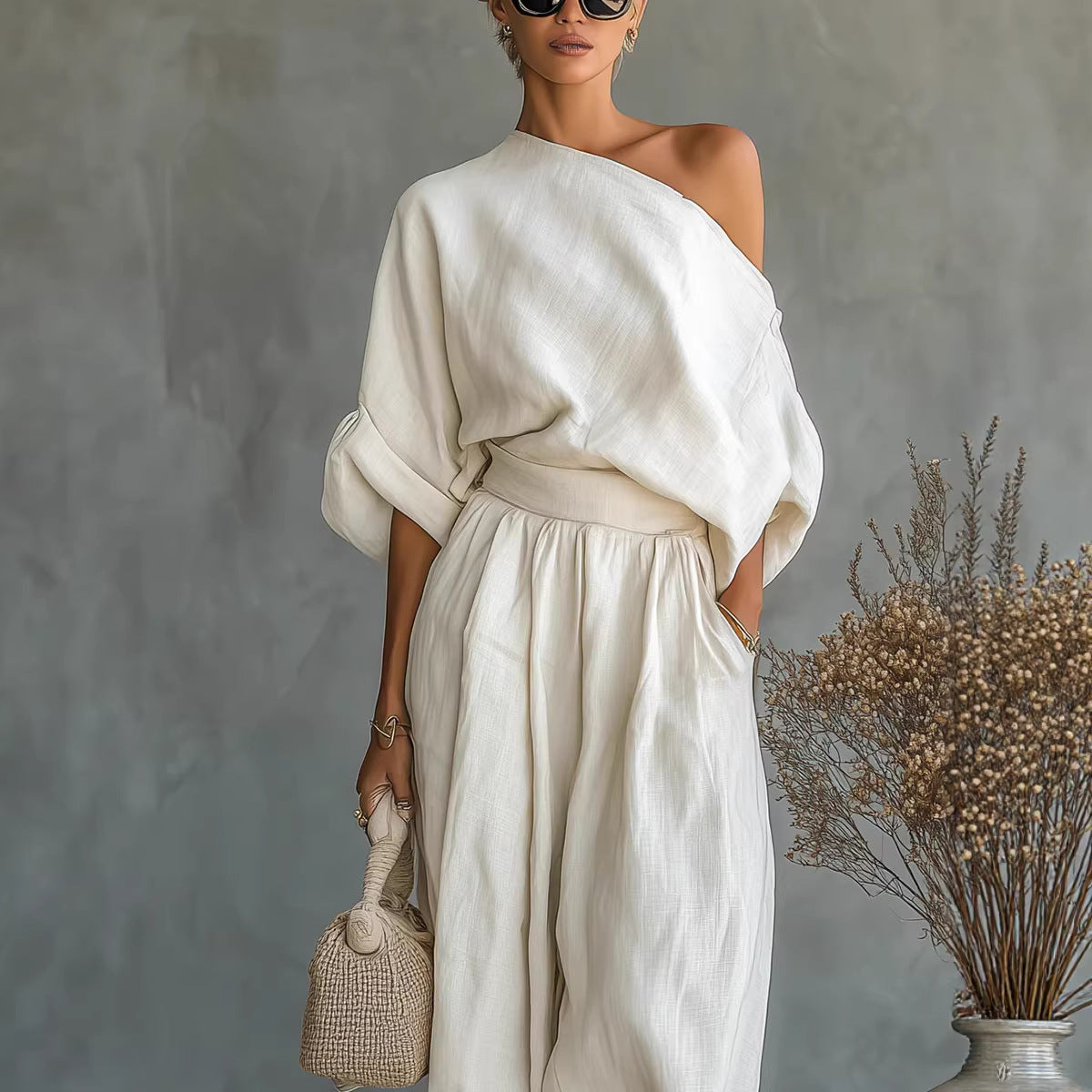 Loose Wide-leg Lantern Pants and shirt