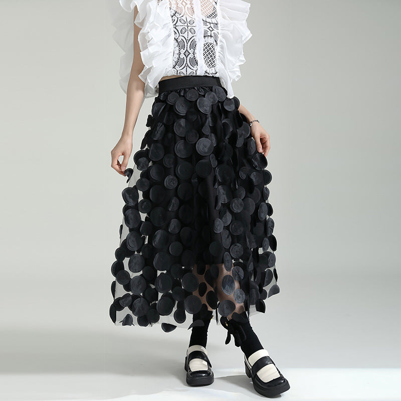 Retro Stereo Polka Dot Mesh Skirt
