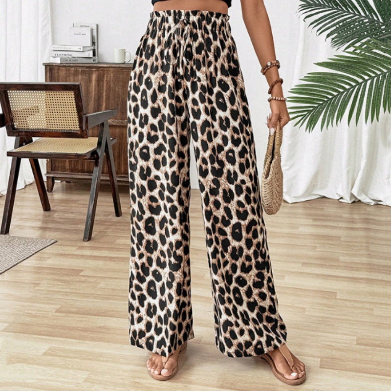 Leopard Print Wide-leg Pants