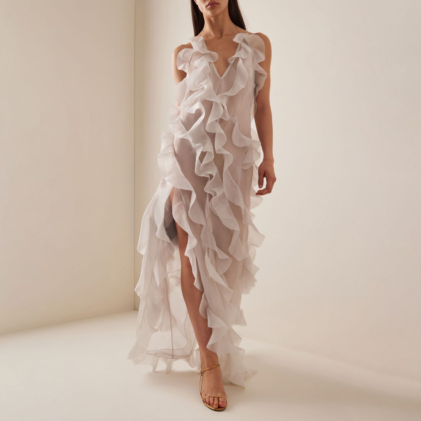 Deep V Transparent Sling Dress