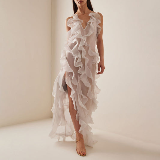 Deep V Transparent Sling Dress