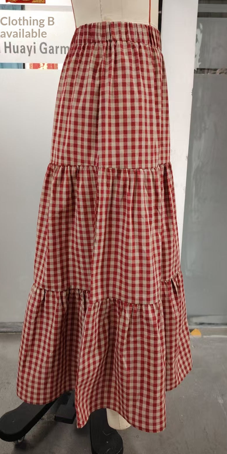 A-line Plaid Midi Skirt