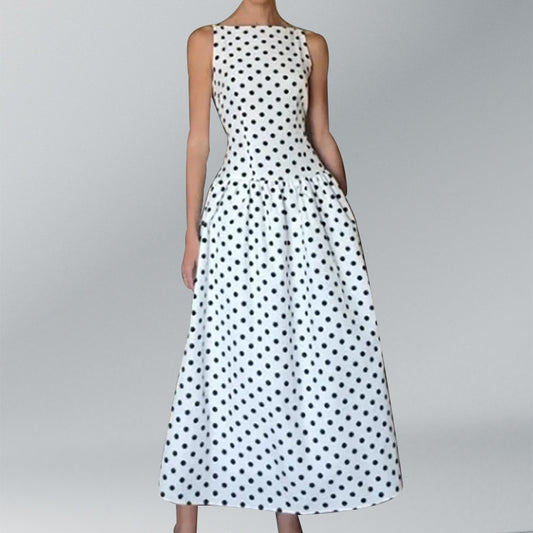 Retro Sleeveless Polka Dot Dress