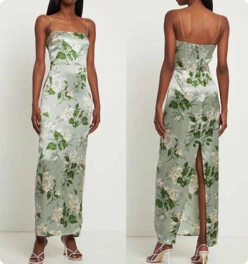 Silk  Sandwashed Satin, Floral Dress For Vacation