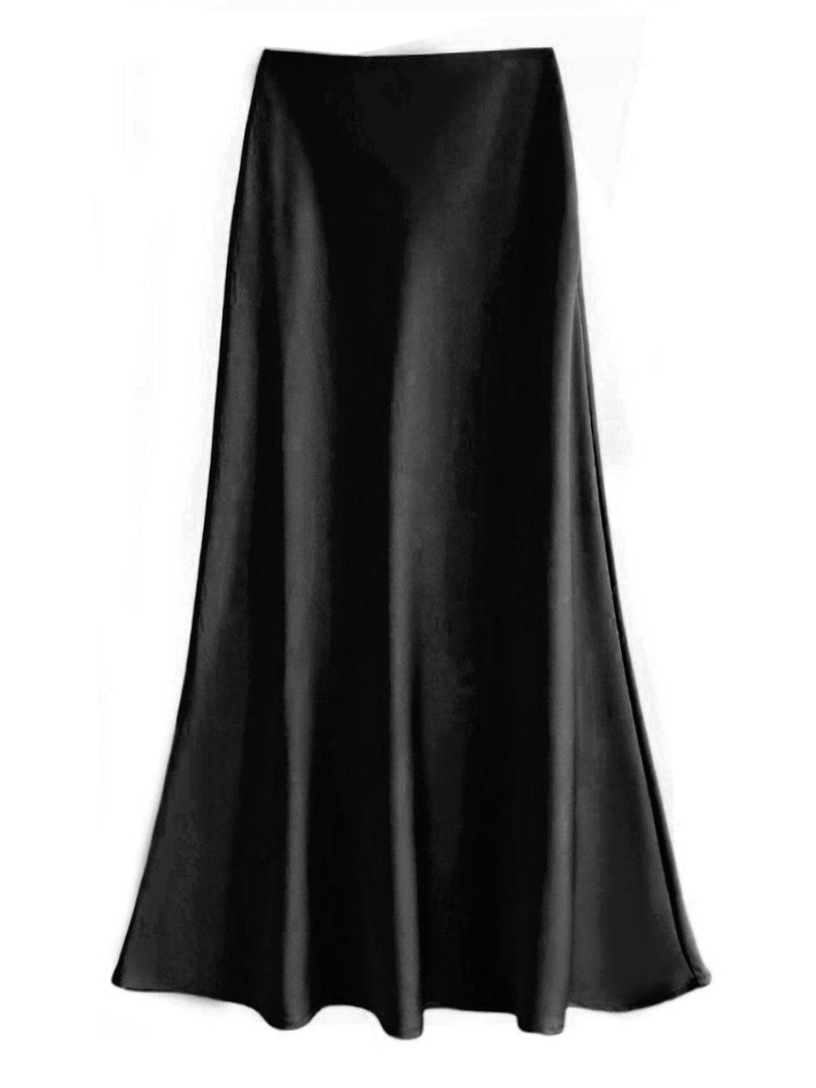 Sheath Fishtail A- Line Mid-length Satin Skirt