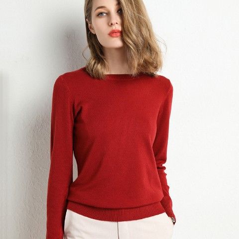 Knitted Sweater Round Neck Bottoming Blouse