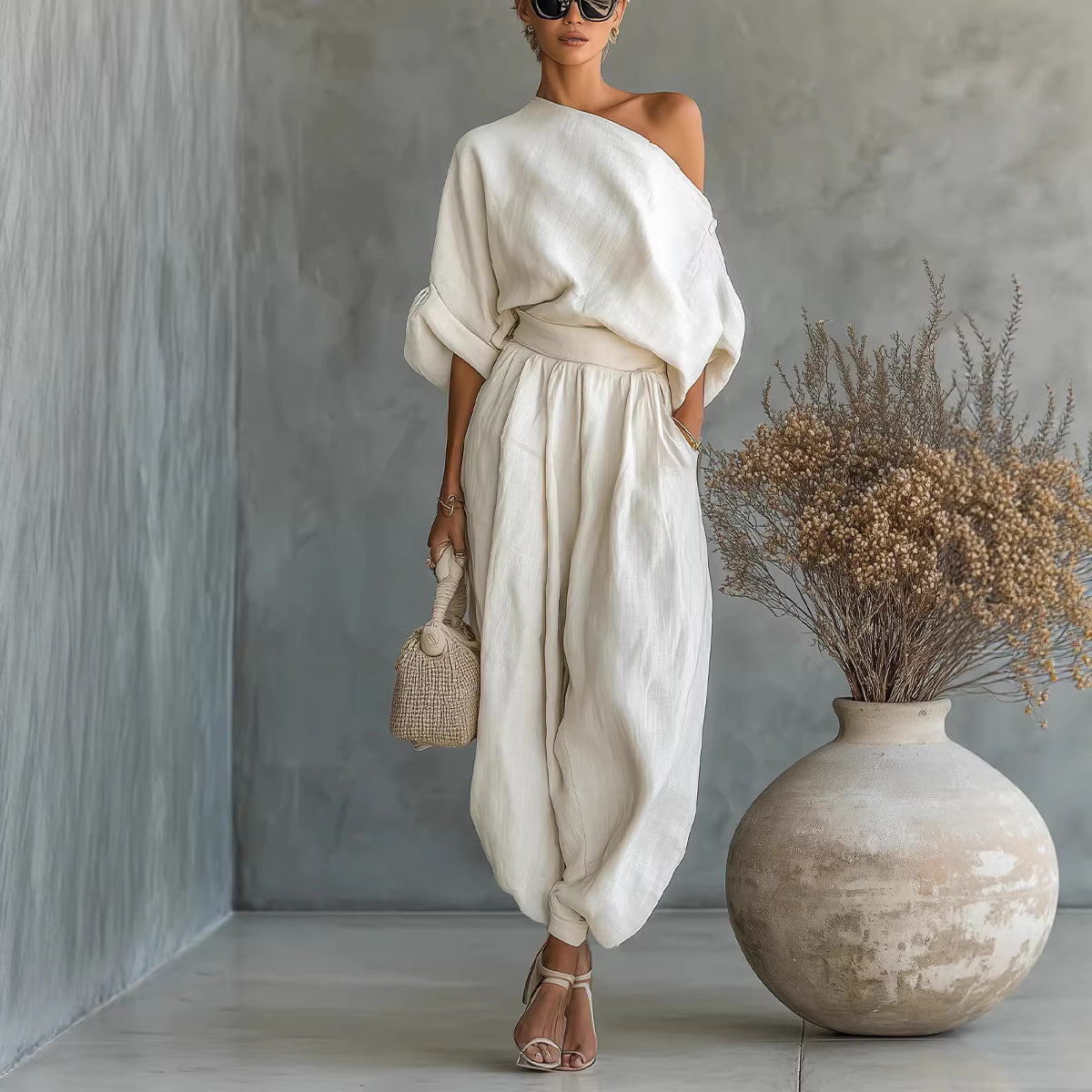 Loose Wide-leg Lantern Pants and shirt