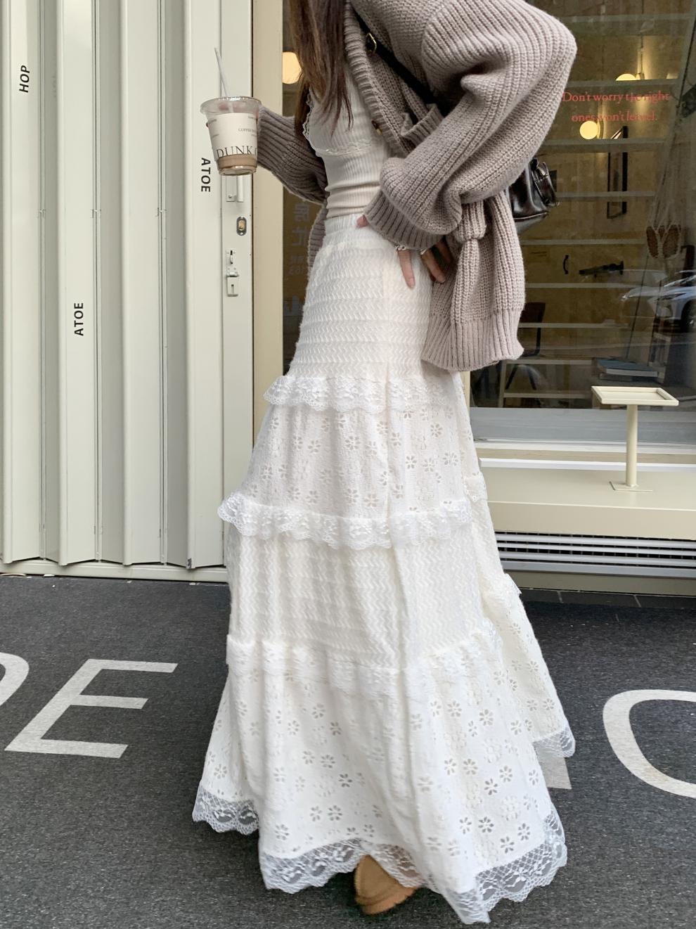 High Waist A- Line Long Skirt