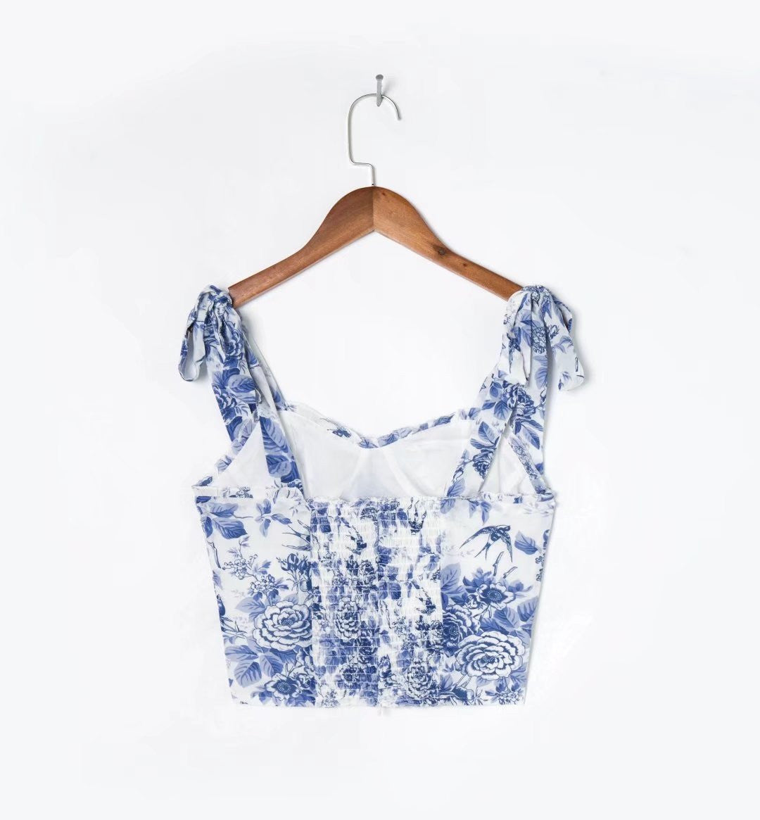 Florral Vintage Print Slim Crop Top