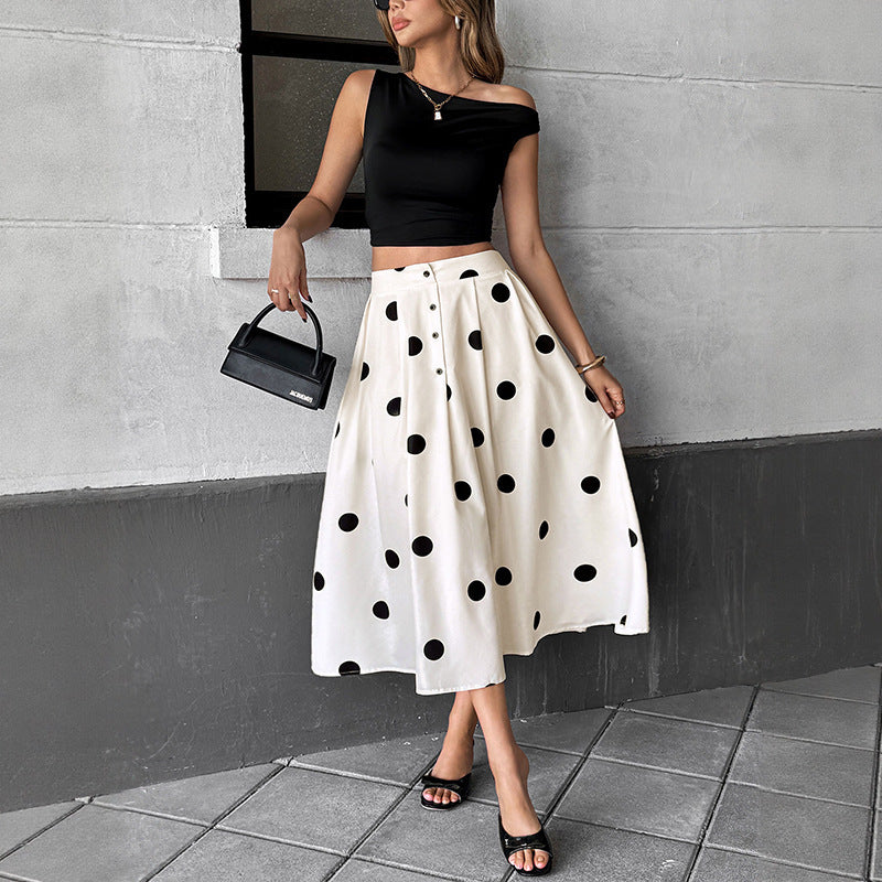 Polka-dot Retro A-line Long Skirt