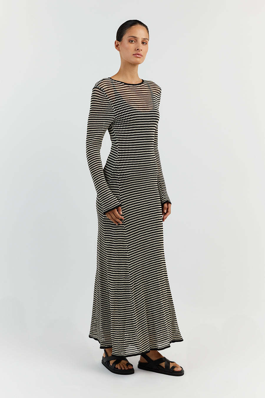 Women's Fashion Mesh Striped European And American Wind Beach Vacation Dress