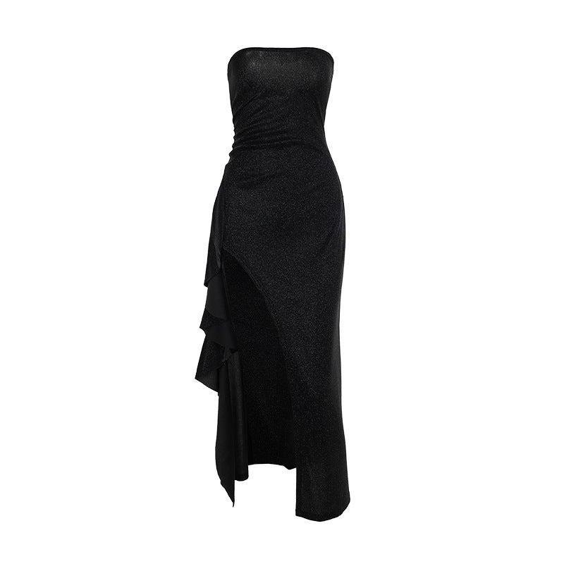 Fashionable Strapless Slit Dress For Women