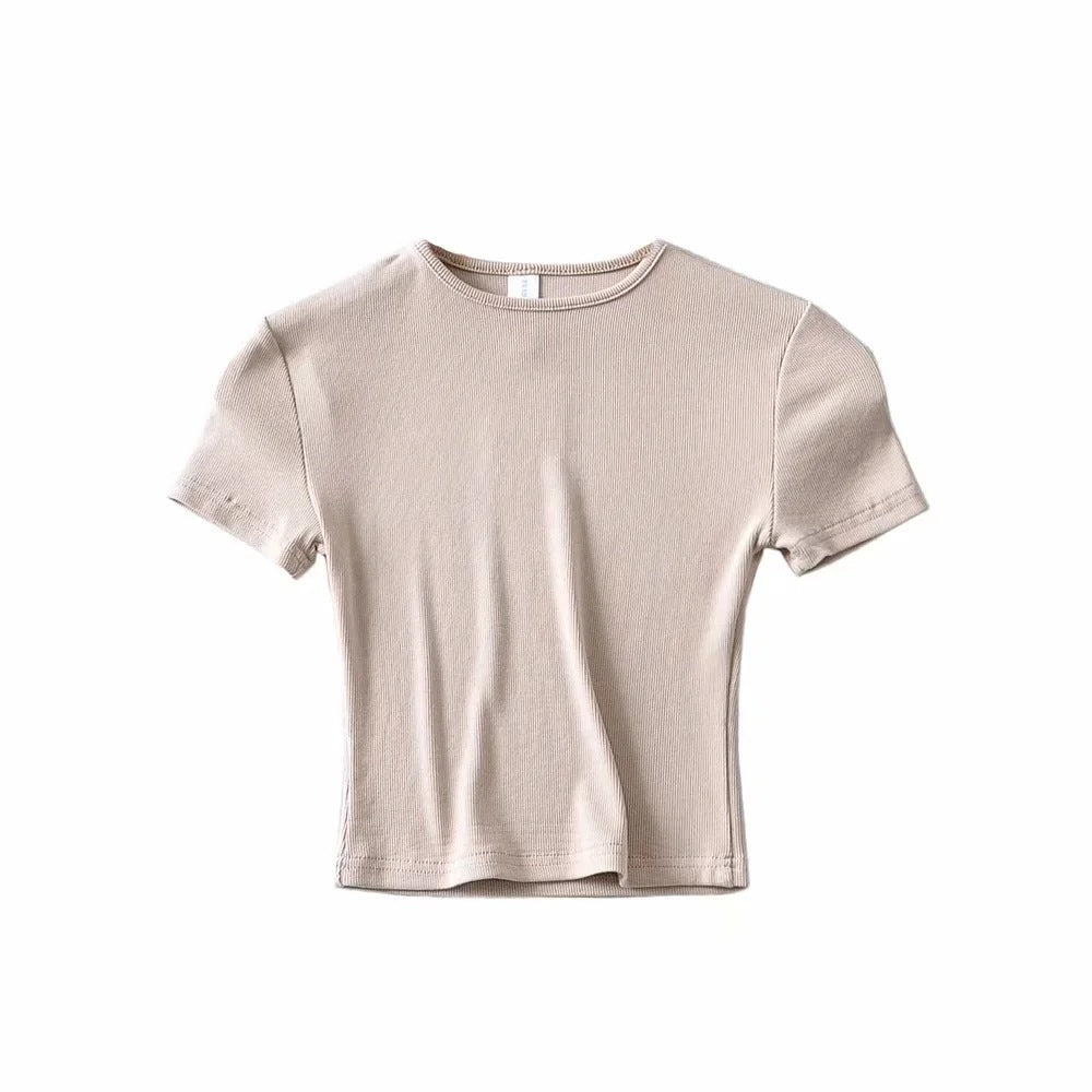 Basic Style Slim-fit Solid Color Crop Top