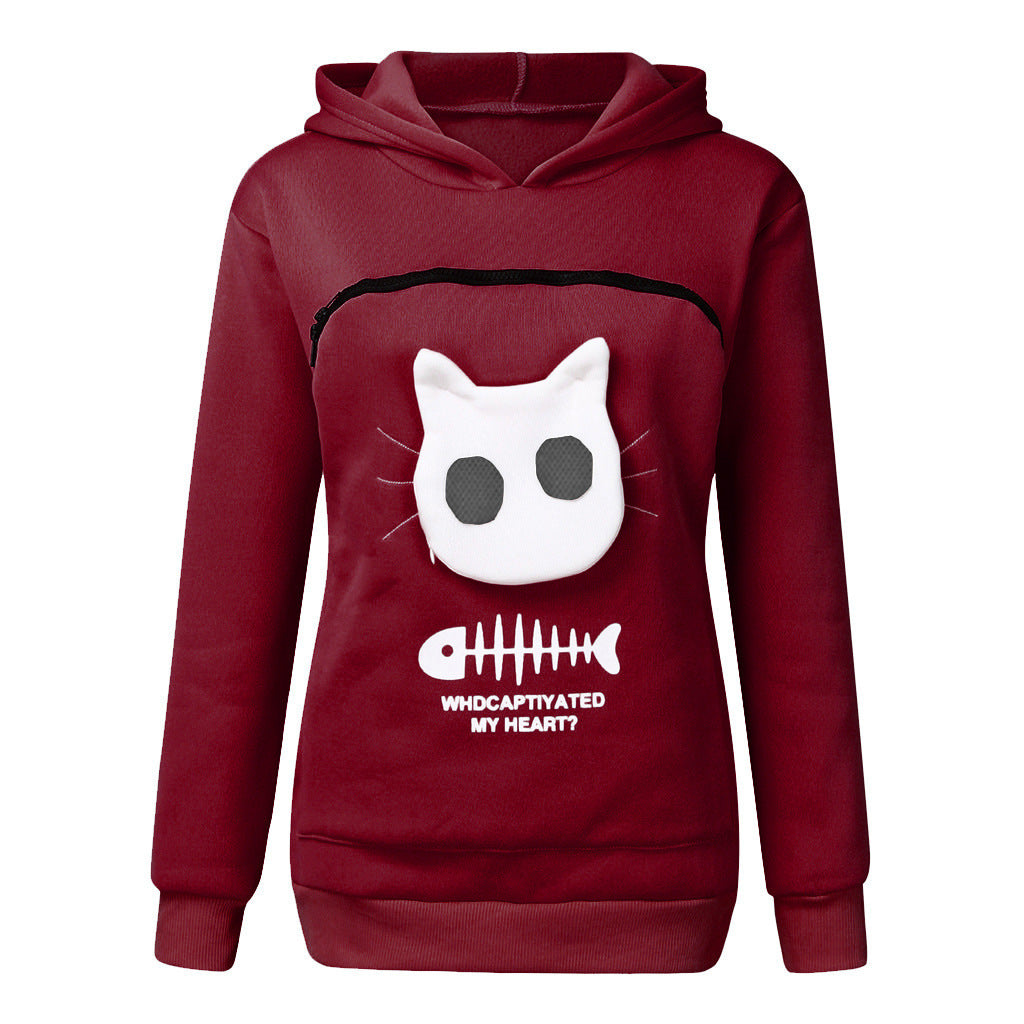 Kangaroo Hoodie Sweatshirt Cat Pet Pocket Sweater