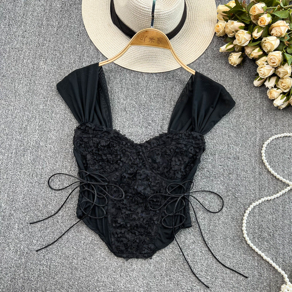 Lace Spaghetti-strap Crop Top