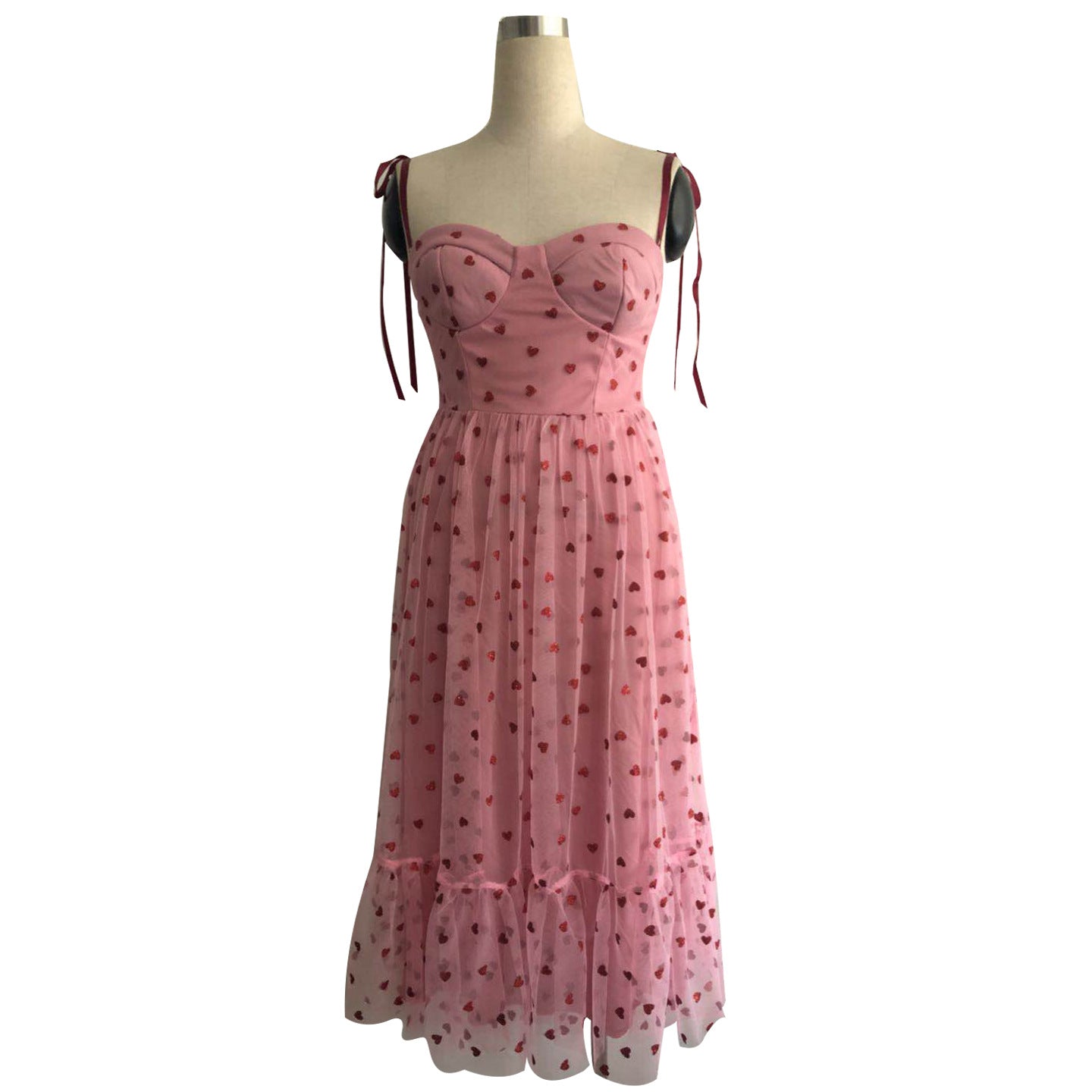 Bandeau waist and big swing love polka dot dress