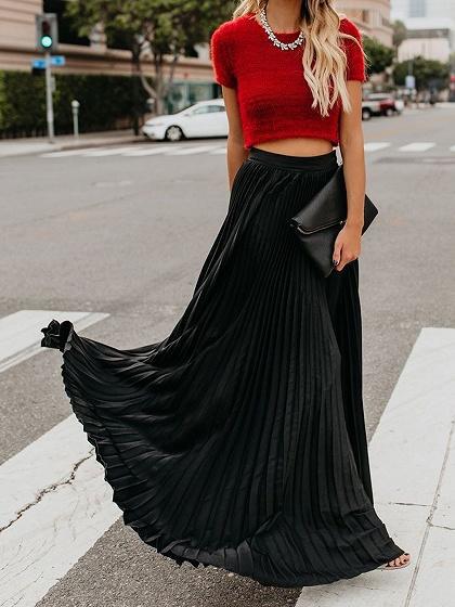 Pleated Long Skirt