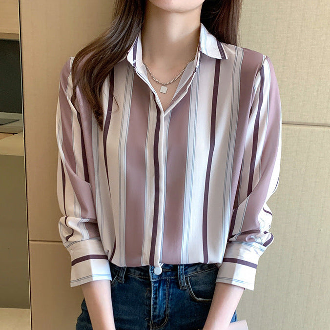 Striped Shirt Chiffon Shirt Blouse