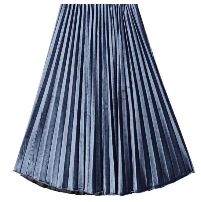 Gold velvet pleated skirt