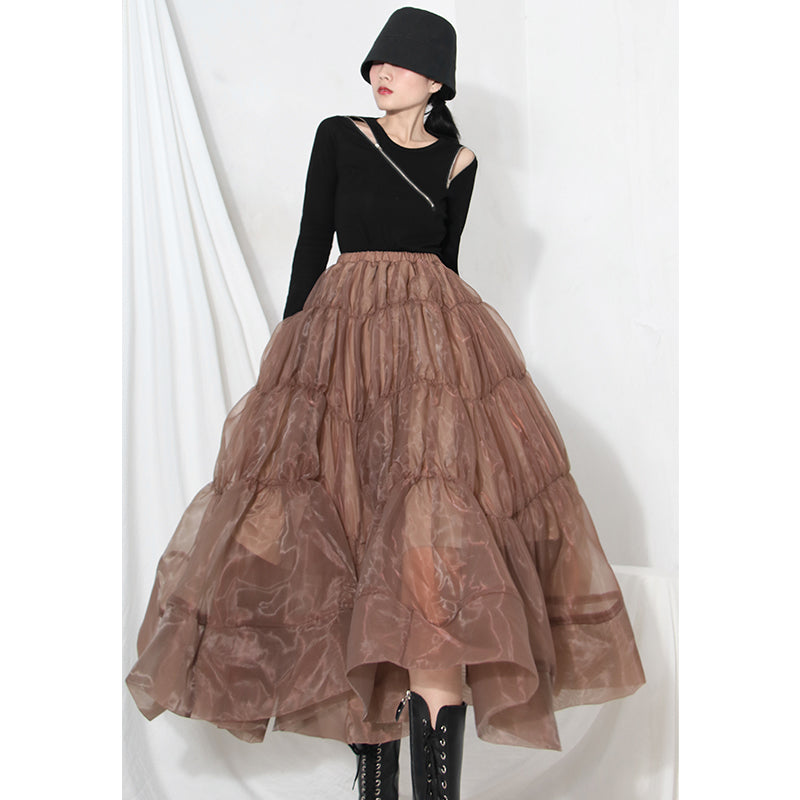 Mesh Floating  Long Skirt