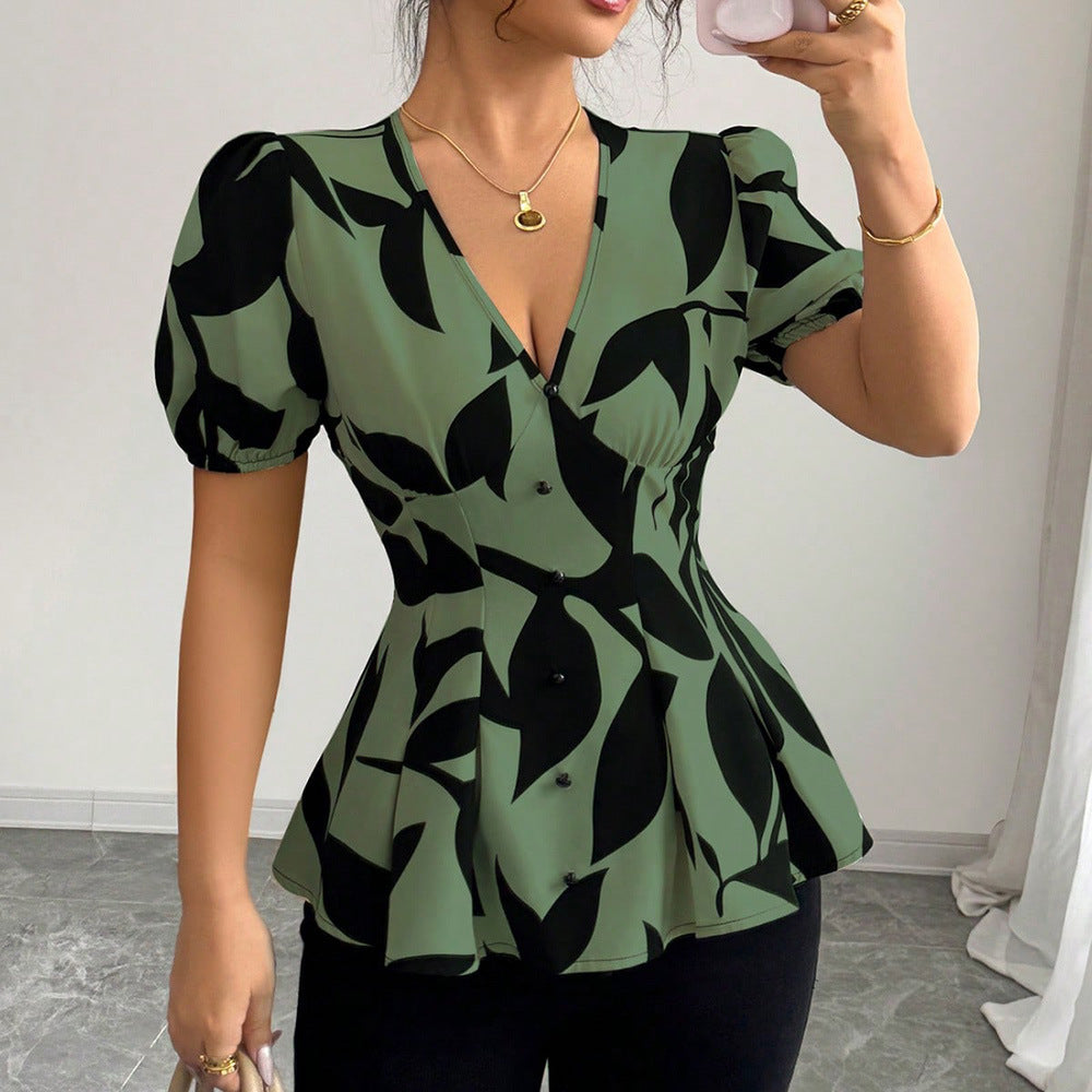 New Summer Womens Printed Shirts From Europe And America Tops